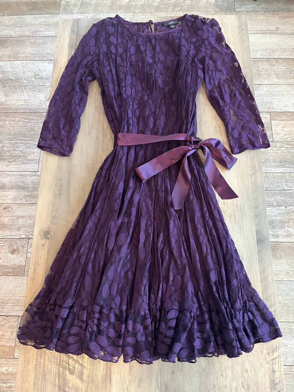MSK Purple Lace Midi Dress with Sash